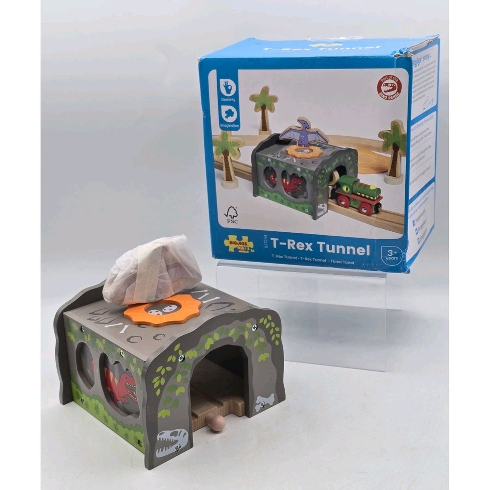 Dinosaur Tunnel Wooden Railway Train Track Accessory compatible Brio - Open Box